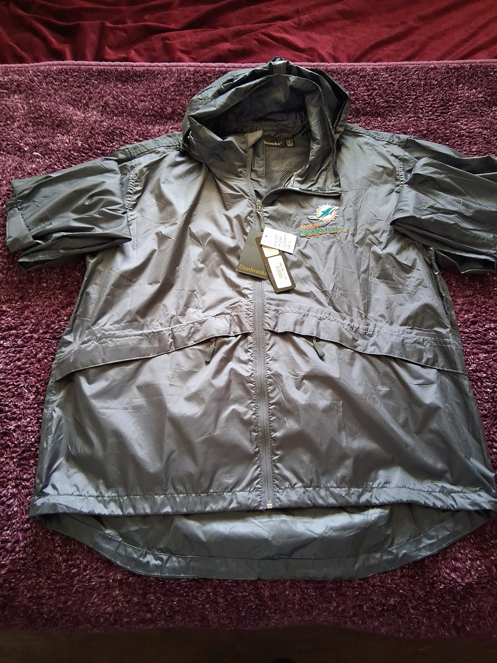 Dunbrooke Miami Dolphins Gray Long-Sleeve Hooded Windbreaker